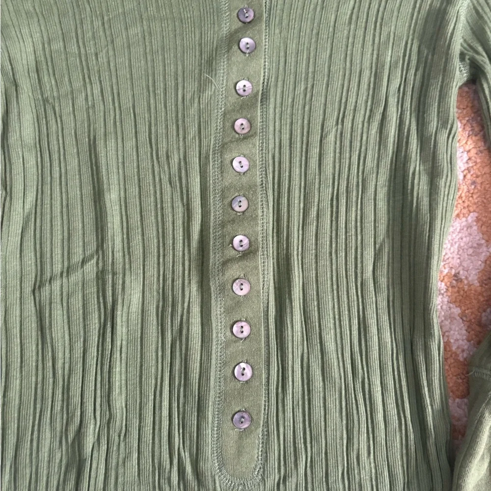 Energie Olive Long Sleeve Ribbed Top - Picture 2 of 6